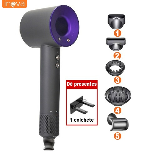 Inova 110V Secador de cabelo Iônico Secagem Rápida Ar Quente/Frio 110000 RPM Velocidade ultra-alta 5 cabeças