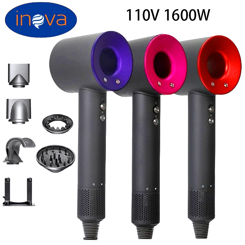 Inova 110V Secador de cabelo Iônico Secagem Rápida Ar Quente/Frio 110000 RPM Velocidade ultra-alta 5 cabeças