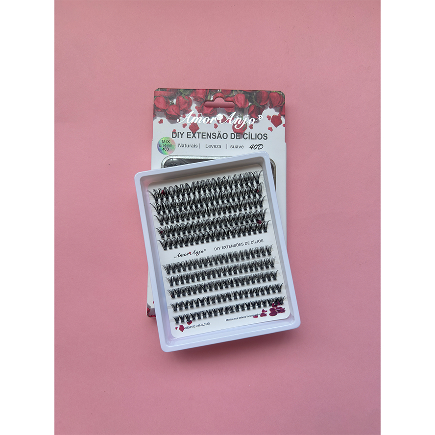 Kit De Pacotes De Cílios Postiços De Vison-200 Clusters De Volume 0.07D Individuais Para Extensões DIY