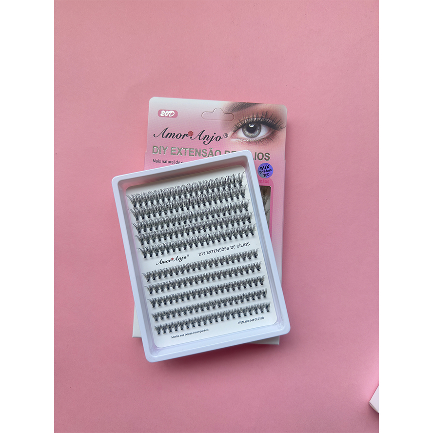 Kit De Pacotes De Cílios Postiços De Vison-200 Clusters De Volume 0.07D Individuais Para Extensões DIY