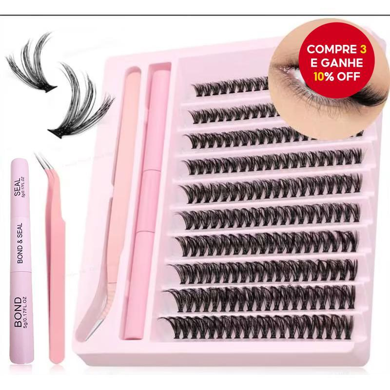 Kit De Cluster De Cílios Postiços De Vison Falso Macio De 200 Unidades-Onda C , Comprimento Misto 10-16 Mm