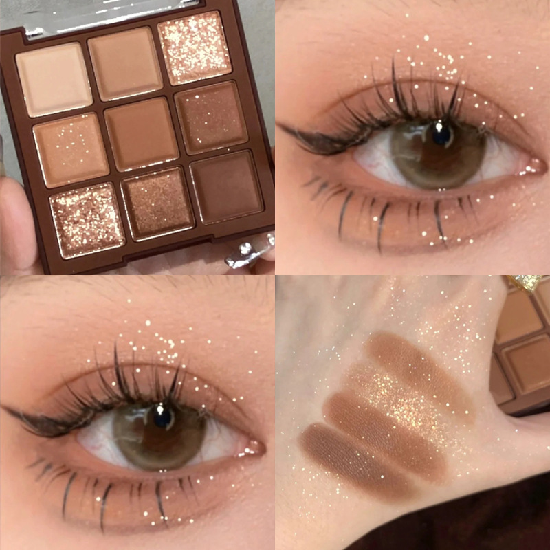 Paleta De Sombras De 9 Cores De Chocolate – Marrom Brilhante , Fosco E Neutro , Multiuso , Adequado Para Orçamento