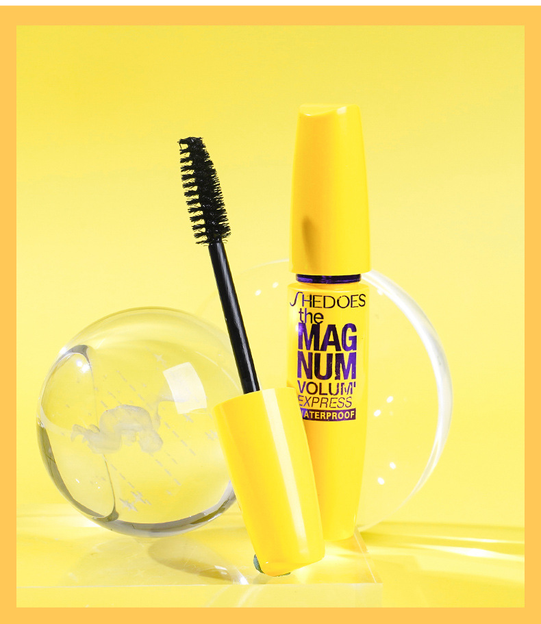 Rímel À Prova D'água De Longa Volume E Curvatura De Vison Cílios Postiços-Amarelo Natural Duradouro Não Desbotado